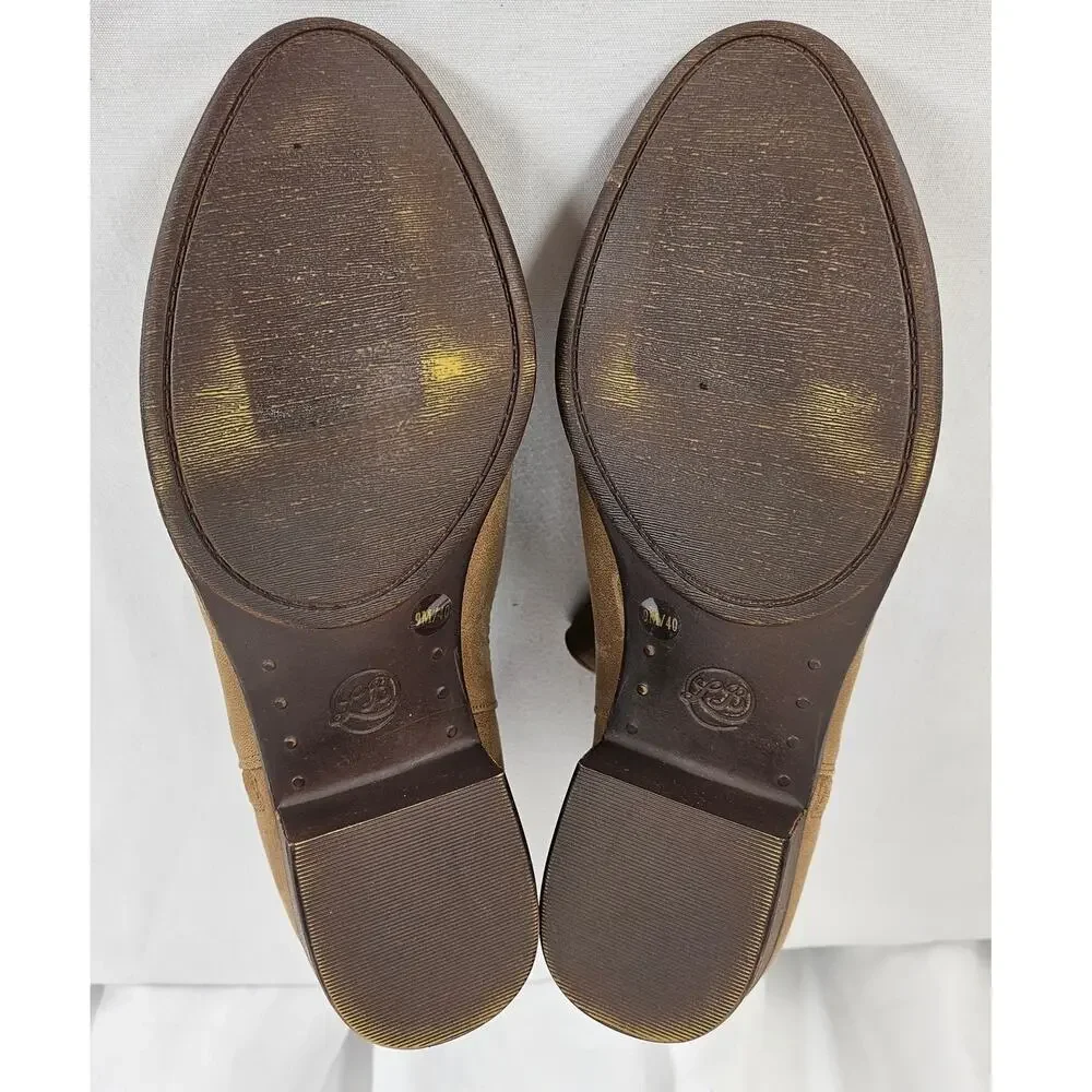 LUCKY BRAND BLANDRE TAN LEATHER BOOTIES – WOMEN’S SIZE 9M – SIDE ZIP – LOW HEEL